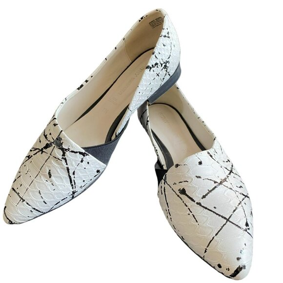 NEW GERRY WEBER WOMEN LEATHER SHOES FLAT WHITE/BLACK ABSTRACT PATTERN SZ 3.5UK - Picture 3 of 11